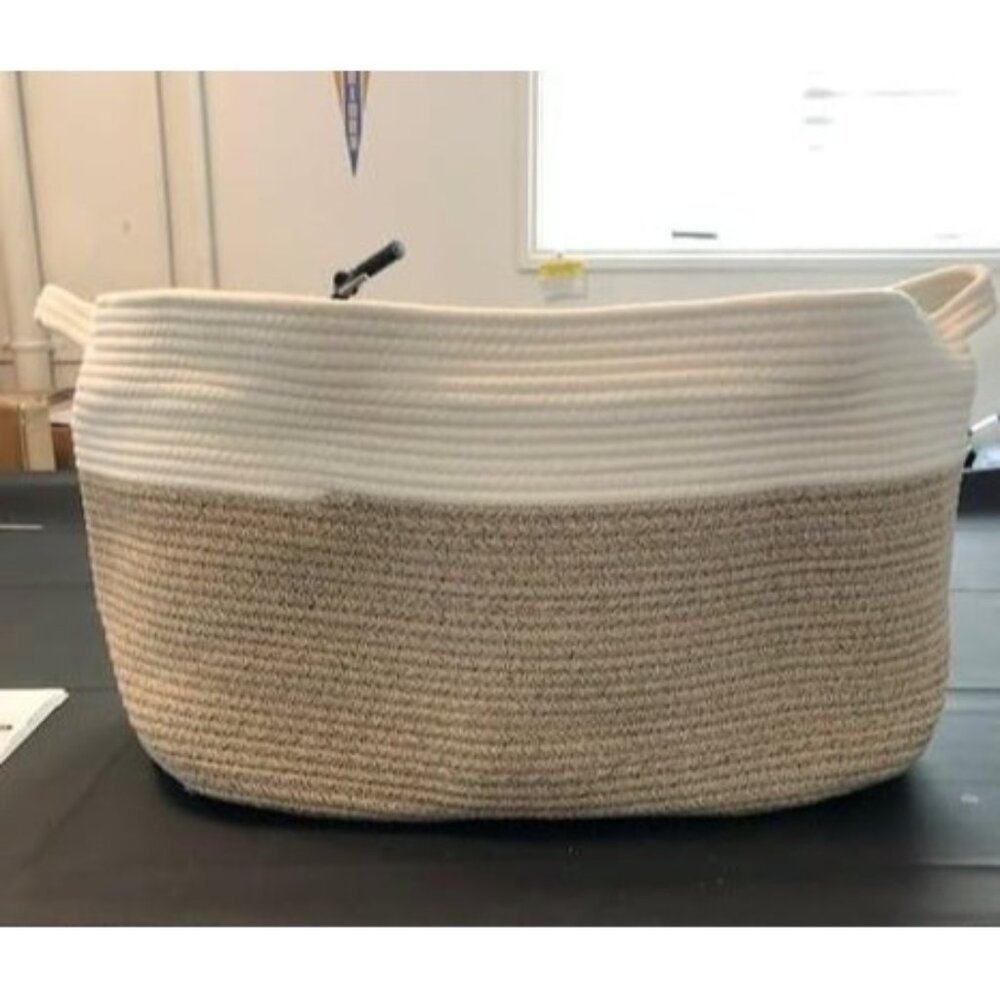 New Large Blanket Basket, Woven Basket for Storage Rectangle Dirty Clothes